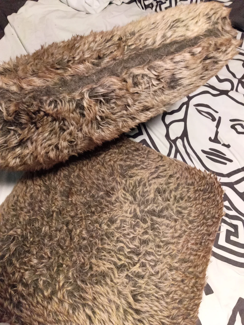 Plush Faux Fur Throw Pillow Covers in Brown - Set of 2